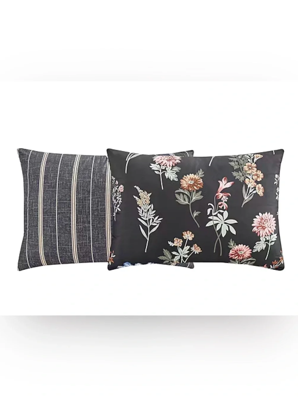 Richmond Park Wren King 3pc Black Floral Comforter Set